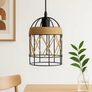 Lámpara De Techo Colgante Con Ratán Vintage