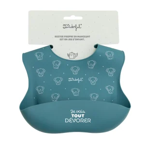 Bavoir en silicone bleu - Je vais tout dévorer