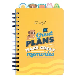 A5 notebook with fold-out tabbed dividers - Great plans make great memories.