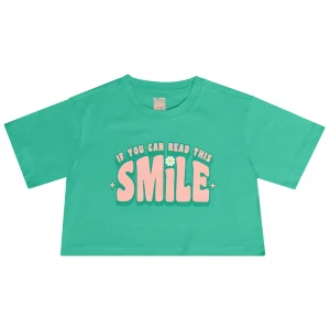 Camiseta manga corta crop talla S-M - If you can read this, smile