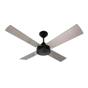 Ventilador de Techo Cosmos Negro con Palas de Madera Laqueadas Grises