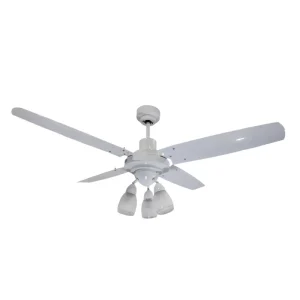 Ventilador de Techo Barcelona Blanco con Spot Design y Palas Metálicas Blancas