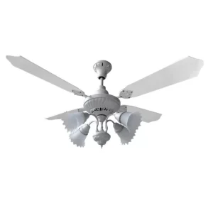 Ventilador de Techo Old British Blanco con Araña 9808 y Palas Laqueadas Blancas