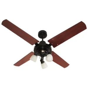 Ventilador de Techo Barcelona Negro con Spot Punta Vidrio y Palas Reversibles tonos Cedro y Roble – Edición Limitada