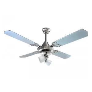 Ventilador de Techo Premium Platil con Spot Punta Vidrio y Palas de Madera Laqueadas Grises