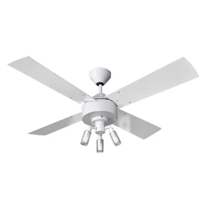 Ventilador de Techo Cosmos Blanco con Spot Silo y Palas de Madera Laqueadas Blancas