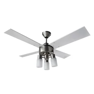 Ventilador de Techo Cosmos Platil con Spot Cosmos y Palas de Madera Laqueadas Blancas