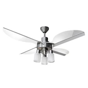 Ventilador de Techo Sailor Platil con Spot Cosmos y Palas de Acrílico Transparentes