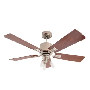 Ventilador de Techo Seventeen Platil con Spot Silo y Palas de Madera Reversibles tonos Caoba y Wengue