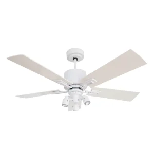Ventilador de Techo Seventeen Blanco con Spot FLP y Palas de Madera Laqueadas Blancas
