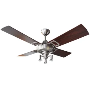 Ventilador de Techo Design Platil con Spot Cosmos Led y Palas de Madera Reversibles tonos Cedro y Nogal