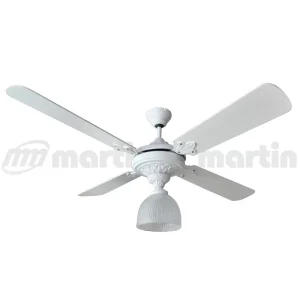 Ventilador de Techo Laurence Blanco con Capelina Fundición y Palas de Madera Laqueadas Blancas