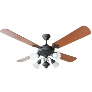 Ventilador de Techo Laurence Negro con Araña 9808 y Palas de Madera Reversibles tonos Caoba y Wengue