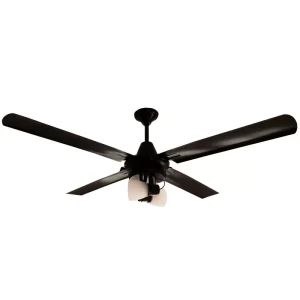 Ventilador de Techo New Albatros Negro con Spot Punta Vidrio y Palas Metálicas Negras