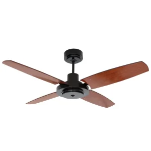 Ventilador de Techo Barcelona Negro con Palas de Madera Reversibles tonos Cedro y Roble