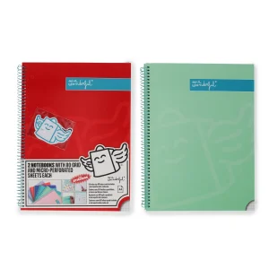 Set de 2 libretas A4 80 hojas cuadriculadas y microperforadas - Rojo y verde