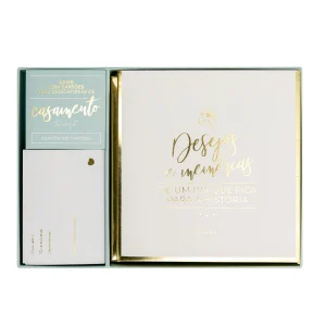 Caixa com cartões para dedicatórias de casamento - Desejos e memórias de um dia