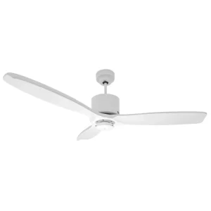 Ventilador de Techo Emi Blanco Texturado con Palas de Madera Blancas