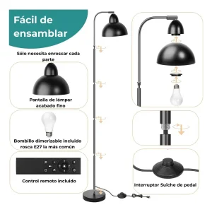 Lámpara De Piso Pie Inteligente Moderna Con Bombillo