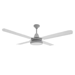 Ventilador de Techo New Albatros Blanco con Plafón Redondo 18w Texturado Luz Fría y Palas Metálicas Blancas