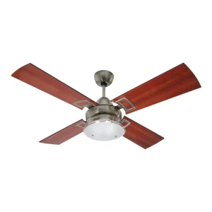 Ventilador de Techo Design Platil con Plafón BC 27 y Palas de Madera Reversibles tono Cedro y Roble