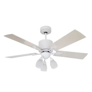 Ventilador de Techo Seventeen Blanco con Spot Design y Palas de Madera Laqueadas Blancas