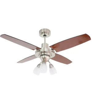 Ventilador de Techo Barcelona Platil con Spot Design y Palas de Madera Reversibles tonos Cedro y Roble