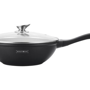 WOK con Antiadherente de Mármol y Tapa de Cristal