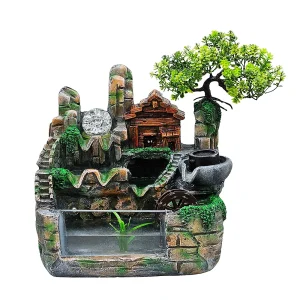 Fuente de Agua Casita Con Árbol y Esfera