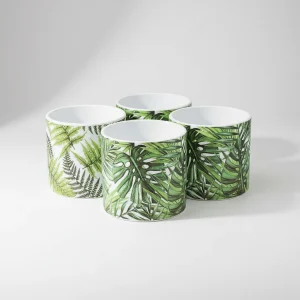 Set Macetas de Cerámica Hojas X4